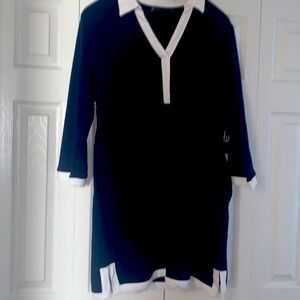 New York And Company long sleeve winter dress white trim on cuff and skirt
